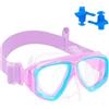 SDFWGG 1 Set Maschera Subacquea Bambini con Coprinaso da Snorkeling per Bambini Occhialini da Nuoto Sub Maschera Snorkeling Integrale 3 a 14 Anni con 1 Paio Tappi per Orecchie