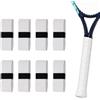Reaorktic 8 Pezzi Bianco Nastro Grip per Racchetta, Nastro Racchetta Tennis | 110 cm Antiscivolo Overgrip Tennis, Design Traspirante, per Racchette da Badminton, Squash, Manubri di Biciclette