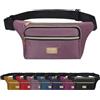 BBXWANG Marsupio da donna e uomo, impermeabile, marsupio da donna, marsupio con 4 tasche con cerniera, per corsa, passeggiate, escursionismo, jogging, sport, rosa, Classico