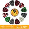 Tiger World Rhythm WR-C71 Plettri per chitarra 0,71 mm - 12 plettri per chitarra in celluloide e contenitore metallico - Gamma di colori/disegni