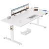 TRIUMPHKEY Scrivania Elettrica 180x80 cm Bianco+Bianco con Pannello Smart | 3 memorie, promemoria postura, USB, 2 ganci, cavi, regolazione fluida e silenziosa, design standing ergonomico ufficio/casa