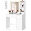 VASAGLE Postazione Trucco con Luci, Specchio e Prese | Scrivania Make Up con Cassetti, Mobile Camera da Letto, 80 x 80 x 144,3 cm, Bianco, Collezione KAILYN RDT242WB01