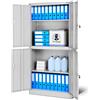 Jan Nowak Armadio da Ufficio 004 Armadietto Archivio in Metallo con 2 Scomparti Verniciato a polvere Chiudibile 185 cm x 90 cm x 40 cm (Grigio)