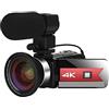 NGDVJEXPHUKS Videocamera, Videocamera da 56 MP Vlog 4K for streaming live Webcam Visione notturna Zoom 16X Fotografia Registratore digitale(128G SD Card,With Lens MIC-01)