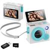 Masreoi Lente Pollice Fotocamera con Scheda di Memoria 32GB 1080P Vlog, Blu Cielo | Doppia lente miniatura pollice fotocamera con display reversibile e 21 per fotografia di azione selfie