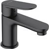 KLUDI - X1 rubinetto per lavabo, colore nero opaco, rubinetto a risparmio d'acqua, taglia S, altezza erogatore 75 mm, cartuccia in ceramica, miscelatore lavabo con tubi di collegamento, avviamento a