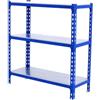 Simon Rack Scaffalatura Metallo Garage, 3 Ripiani, 200 kg di Punto di Flessione, 900x1100x500 mm, Scaffalatura Garage, Senza Viti, Blu/Galva - Simonclick