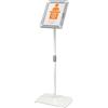 Nobo Premium Plus espositore da terra A4 con serratura a chiave | Espositore per ufficio, negozio, hotel, scuola, regolabile 760-1260 mm, girevole, cover antiriflesso, cornice in alluminio