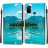 KENHONER Custodia per Oppo A53/A53s, Barca | Portafoglio Pelle PU, Magnetica, Resistente Agli Urti, Scomparto Carte Credito, Pieghevole, Flip Libro, Motivo