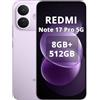 XIAOMI Redmi Note 17 Pro 5G,Smartphone 8+512GB,6,83 1.5K AMOLED 120Hz,Batteria 8340mAh Ricarica 67W,Fotocamera 50MP OIS+Ultra‑grandangolare,Snapdragon 6s Gen 4,IP68,Viola,Caricabatterie non incluso