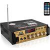Etlephe Amplificatore Audio, Amplificatore HiFi, 600W Amplificatore Stereo Bluetooth 5.0, 12V 220V 2 Canali, Display LCD, Alta Fedeltà, Radio FM Portatile, Scheda SD/Ingresso USB, per Casa o Auto