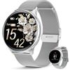 SLOKSFil Smartwatch donna con Bluetooth Chiamate, 1,39 Orologio donna rotondo SpO2/24H Cardiofrequenzimetro/Pressione Sanguigna/Sonno Contapassi 100+ Modalità Sportive per iOS Android (Argento)
