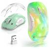memzuoix Mouse Wireless LED - Mouse Ottico Ricaricabile 2.4G con Copertura Magnetica, Illuminazione RGB Morbida, 1400 DPI, Design Ergonomico Senza Fili con Ricevitore USB per Laptop, PC e MacBook