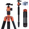Rollei Tripod C5i - Treppiede in Alluminio, Testa a Sfera 3D, Asta Centrale Regolabile per Fotografia Macro, Arca Swiss compatibile, Carico Massimo 8kg, Funzione Monopiede - Arancione