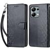 KENHONER Custodia per Xiaomi Redmi Note 13 Pro 4G Cover, Nero | Portafoglio in Pelle PU Retro, Antiurto Flip, Slot per Schede, Funzione Stand, Chiusura Magnetica