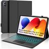 FOGARI Per Xiaomi Redmi Pad 2 Pro 2025/Poco Pad M1 12.1 Pollici Cover Tastiera | Custodia Tastiera Bluetooth Rimovibile con Retroilluminazione 7 colori e Touchpad, Keyboard Wireless Portatile, Nero