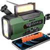 SOLARBABY Radio a Manovella 10000mAh, Radio Solare Portatile con Torcia, Luce di Lettura, AM/FM Radio di Emergenza Solare con Allarme SOS, USB per Emergenze Blackout Campeggio, Verde