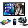OTTOCAST Telecamera Bambino Auto con Senza Fili CarPlay & Android Auto, Cabin Care Monitor Sedile Posteriore per Bambini & Animali, Visione Notturna 1080P, Grandangolo 150°, Schermo Diviso & PiP