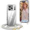 OLEPHY Trasparente Cover con Cordino per iPhone 17 Pro Max 6,9'', Beige | Custodia con Collana, Regolabile e Rimovibile,[Antiurto] [AntiGraffio] Case con Laccio Tracolla,