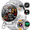 HIRREO EF24 Smartwatch Uomo Militare con Torcia LED, Batteria 1000mAh, 1,85" HD Fitness Tracker, 100 Modalità Sportive, IP68 Impermeabile, 3 Cinturini, Compatibile Android e iOS (Argento)