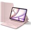 Inateck Custodia Tastiera iPad A16/10a Gen, Bluetooth 3 Canali | Per iPad Air 11 M4/M3/M2, Air 5/4, Pro 11, touchpad e porta penna, rimovibile, Classic, Rosa