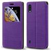 Shantime Custodia in pelle con finestra per ZTE Blade A5 2020 - Viola | 6.09 Elegante cover magnetica invisibile con finestra trasparente, fessura per carte e supporto