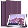 FINTIE Cover per iPad 9a/8a/7a Generazione 10,2 Pollici (2021/2020/2019) | con Portapenne - Sottile Leggero Custodia Posteriore in Morbido TPU con Auto Sveglia/Sonno, Viola