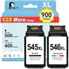Penguin 545 546XL Cartucce per Canon TR4550 TS3350 MG2455 Nero e Colore | Compatibile con Canon TS3100 TS3122 TS6140 MG2400 MG2440 MG3050 TR4540 TR4640 TR4650 MX490 iP2855 PG-545XL CL-546XL Cartuccia