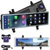Hodozzy Specchio Retrovisore Auto Dash Cam Carplay Android Auto, Bluetooth, 11,26 Pollici Touchscreen IPS Specchio Retrovisore DVR, Anteriore e Posteriore Telecamere WDR, Specchio Dash Cameras FM, AUX in