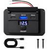 SRunDe Presa USB 12v Camper 3 Porte Prese Usb Doppio USB C 36W & USB-A 18W | Caricatore per Auto usb c con Interruttori Voltometro Presa usb-c da auto Incasso 12v Camion Barche Caravan Marine Golf Cart