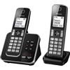 Panasonic KX-TGD622 - Telefono domestico cordless con tasto di blocco chiamate dedicato per una facile registrazione del blocco delle chiamate e segreteria telefonica digitale, nero e argento