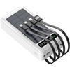 Kaiyo Power Bank da 50000 mAh con 4 cavi integrati, caricabatterie solare portatile da esterno con torcia a LED, per campeggio, viaggi, ricarica del telefono (bianco)