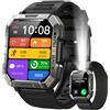 IOWODO Smartwatch Uomo con Torcia LED e Bussola, Batteria 900mAh 30 Giorni | 2.01 Orologio uomo con Chiamate Bluetooth, Monitoraggio Salute, 100+ Sport, Pedometro, Android e iOS