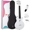 Enya NOVA UE Ukulele Principianti - Bambini Adulti Ukulele Set 26 Ukulele Elettrico Acustico Cutaway Bianco con Acousticplus Cinghie Custodia Corde Capo per Scuola Viaggi Campeggio Regali Festival