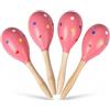 TDOCK Maracas - Maraca in legno, 22,9 cm, 4 pezzi, colore: Rosa a pois