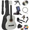 Ambre - Chitarra classica 4/4 (adulto), 7/8, 3/4, 1/2, 1/4 (bambino), con 8 accessori 3/4 bianco