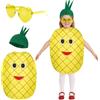 AYBUY Costume da Frutta Abito per Bambini, Bambina Costume da Frutta | Costume Divertente da Frutta per Carnevale, Costume Divertente con Cappello, Vestito, Occhiali per Halloween Feste Spettacoli