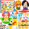 JEDWKFA 34 Pezzi Formine per Plastilina, Playset Salone delle Acconciature, con 6 Argilla da Modellare, Argilla Magica per Modellare, Plastilina Bambini, per Bambini 3 ai 6 Anni
