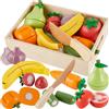 BUYGER Frutta da Tagliare Giocattolo Legno, Alimenti Giocattolo per Bambini