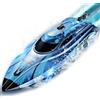 PENGBU RC Barca Telecomandata 25KM/H con Luce LED, Motoscafo Radiocomandato 2.4GHz per Bambini, 2 Batterie per 40 Minuti di Gioco, Regalo Barca Telecomandata per Bambini da 6 a 8 Anni (Blu)