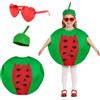 AYBUY Costume da Frutta Abito per Bambini, Bambina Costume da Frutta | Costume Divertente da Frutta per Carnevale, Costume Divertente con Cappello, Vestito, Occhiali per Halloween Feste Spettacoli