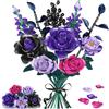 Booyuer Set Costruzione Bouquet di Fiori, Piante Decorative Flower Botaniche con Rose Viola e Nere, Regalo per Bambini Festa della Mamma Natale, San Valentino per Adulti Lui & Lei, 701 PCS