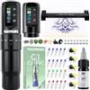 Dragonhawk Atom2 Pro Kit Macchina Per Tatuaggi Senza Fili Stampante Stencil | Corsa 2,4-4,2 mm, 2 Batterie 2000mAh, Inchiostro E Aghi Per Tatuaggi, Kit Completo Per Principianti