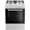 Beko - FSG62000DW - Cucina e Forno Integrato a Gas, Piano Cottura con 4 Fornelli - Bianco, 60 x 60 x h85 cm