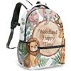 Generic Zaino per la scuola per bambini, motivo animali della giungla, 40,6 cm, stampa completa, giraffa, scimmia, leone, ippopotamo, coccodrillo, koala, foresta tropicale, cartone animato, 08, L, Casual