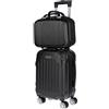 Christian Wippermann Set di 2 valigie per bambini, uomo e donna, con custodia rigida, trolley da viaggio, bagaglio a mano e beauty case, Nero , Handgepäck, Valigetta rigida con ruote a 360 gradi