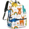 Generic Zaino per la scuola per bambini, motivo animali della giungla, 40,6 cm, stampa completa, giraffa, scimmia, leone, ippopotamo, coccodrillo, koala, foresta tropicale, cartone animato, 06, L, Casual