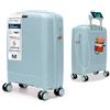 4FLY Trolley Da Cabina Rigido Leggero M - 55×37×20 cm (35L), Valigia Cabina Con Serratura TSA, Porta USB, 4 Ruote Spinner, Manico Telescopico In Alluminio, Conforme Compagnie Aeree