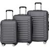 TRVLMORE Set Valigie Rigide - Valigia da Stiva - Set Valige - Valigia da Viaggio - Set Valigie Set Trolley - Set 3 Valigie - Tris Valigie - Grigio
