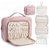 Prite Borsa da Toeletta da Viaggio Appendibile da Donna con Portagioie | Portatrucco, Beauty Case, Tasca Rimovibile, Due Misure, Pieghevole, Impermeabile, Pelle Vegana, Fodera in TPU Trasparente